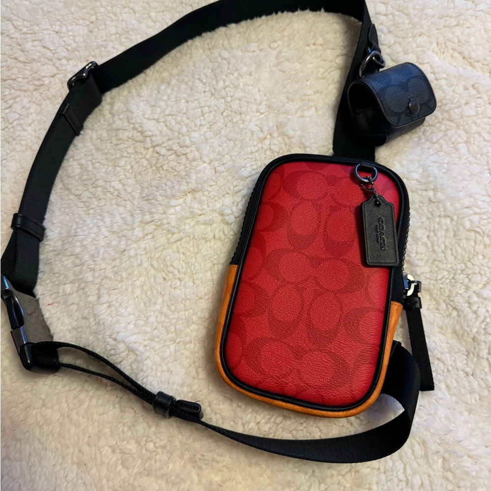 Coach Red and Orange Crossbody Pouch